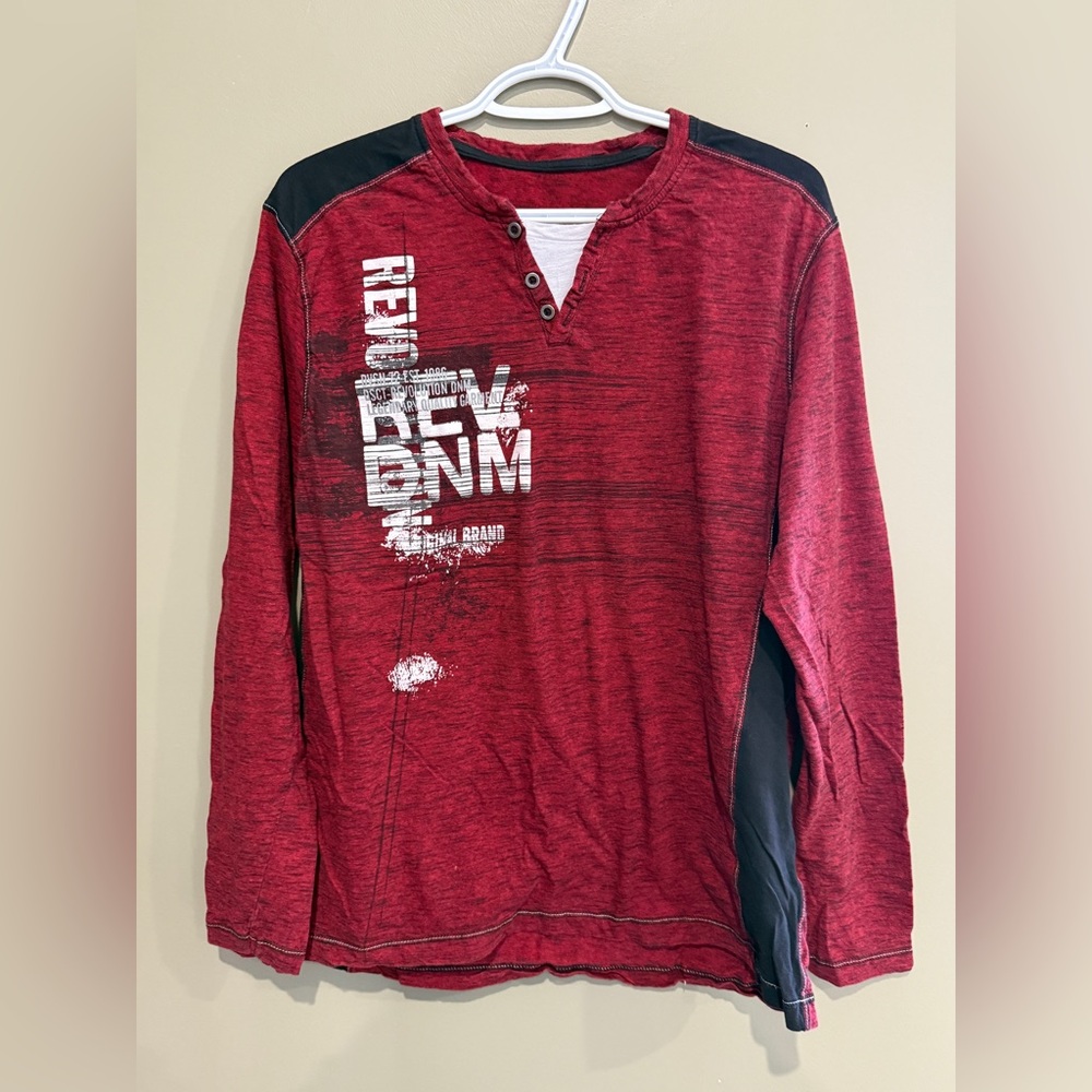 🔴2/$10 SALE🔴Red Button-Up Henley Shirt